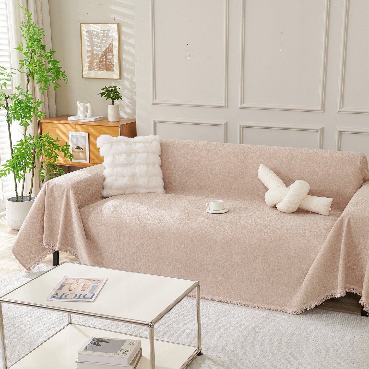 Sofa Cover Throw with Fringe Detail for 2, 3 and 4 Seater Sofas