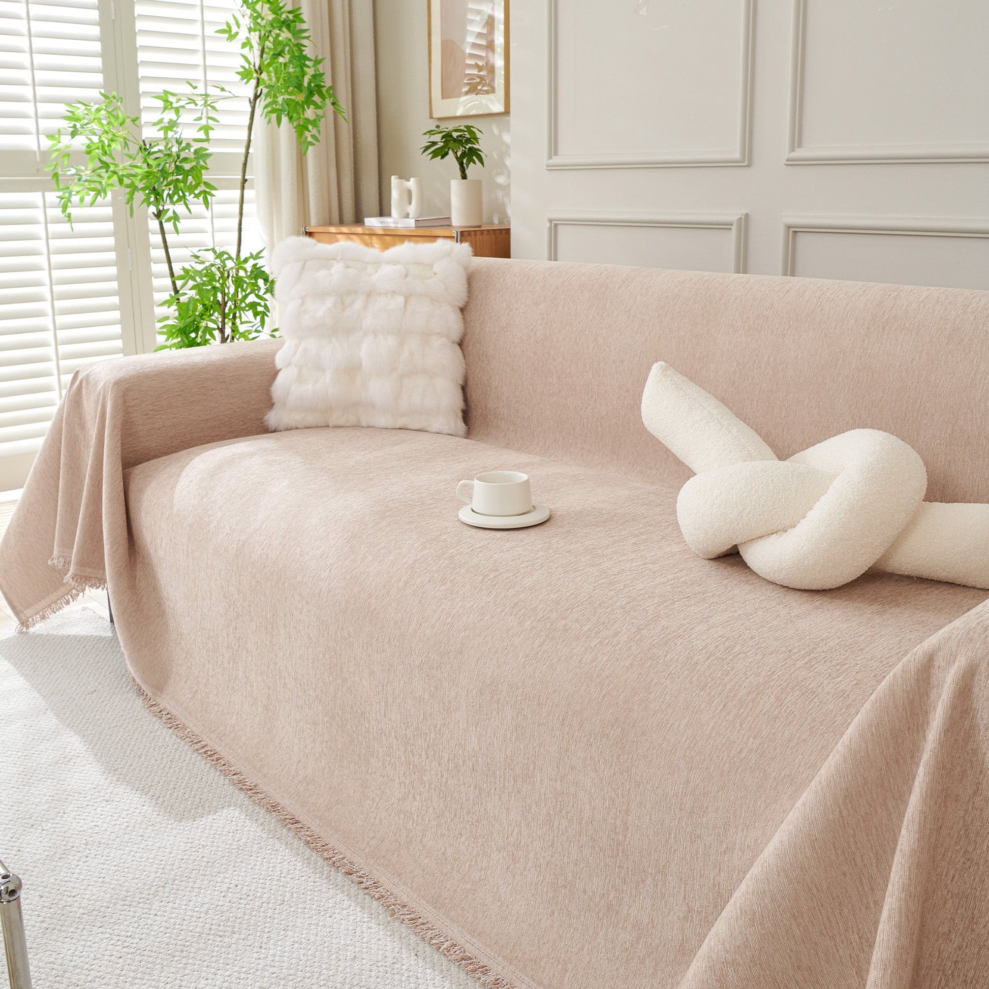 Sofa Cover Throw with Fringe Detail for 2, 3 and 4 Seater Sofas