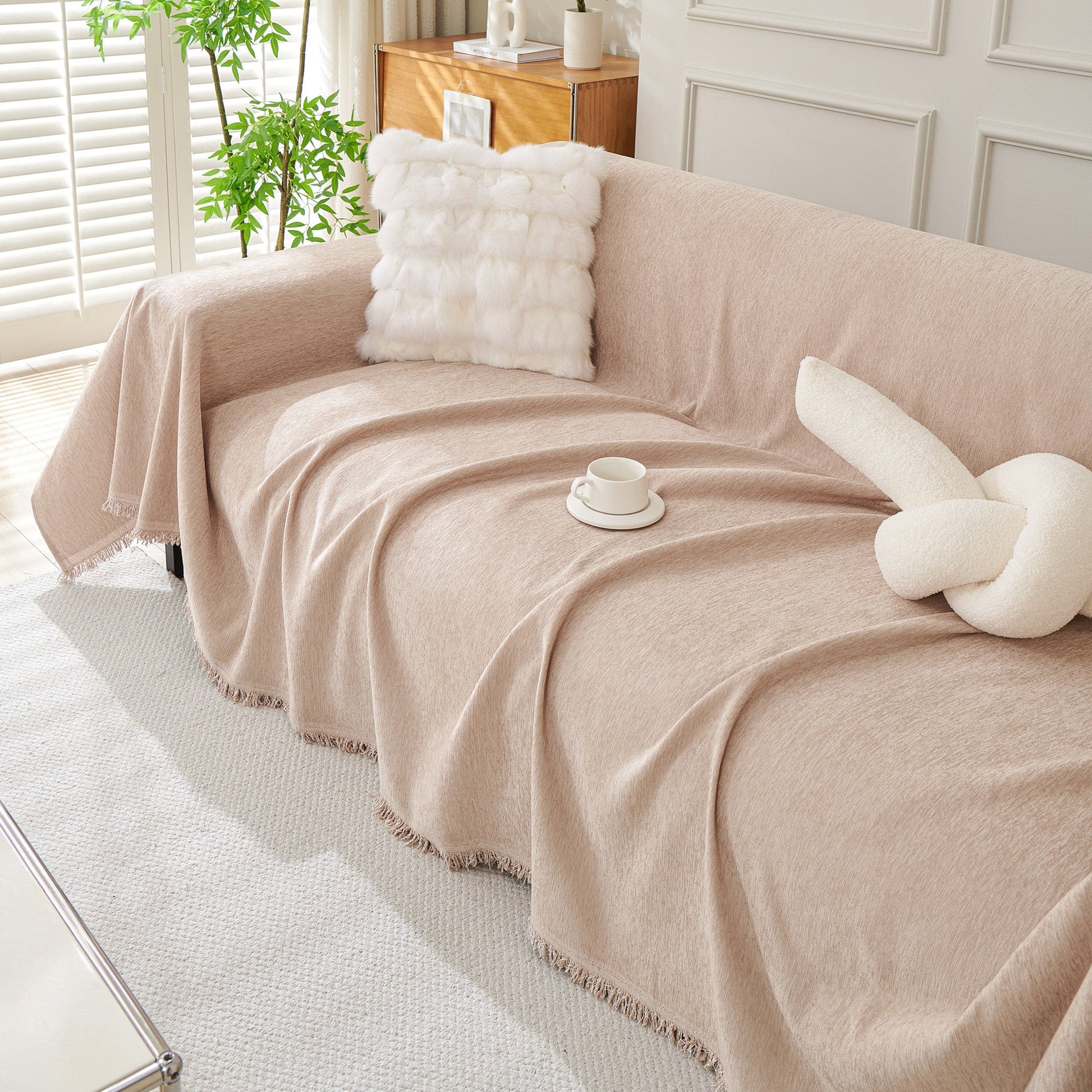 Sofa Cover Throw with Fringe Detail for 2, 3 and 4 Seater Sofas