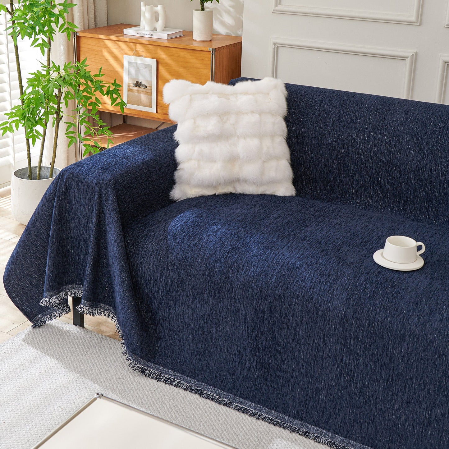 Sofa Cover Throw with Fringe Detail for 2, 3 and 4 Seater Sofas