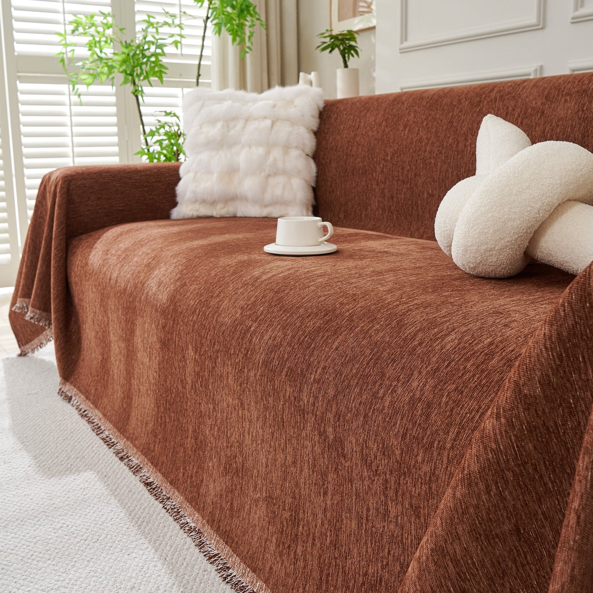 Sofa Cover Throw with Fringe Detail for 2, 3 and 4 Seater Sofas