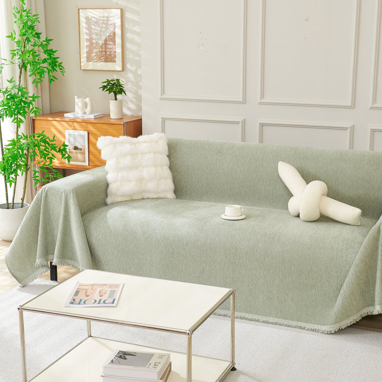 Sofa Cover Throw with Fringe Detail for 2, 3 and 4 Seater Sofas