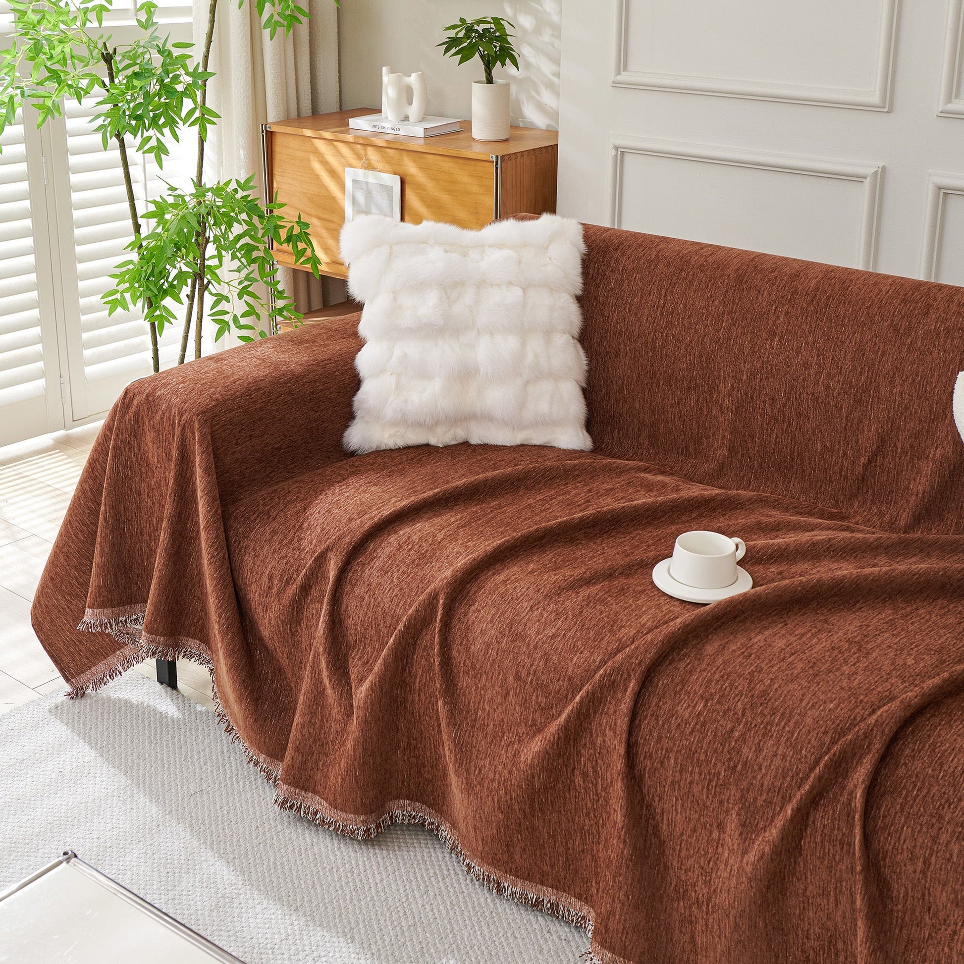 Sofa Cover Throw with Fringe Detail for 2, 3 and 4 Seater Sofas