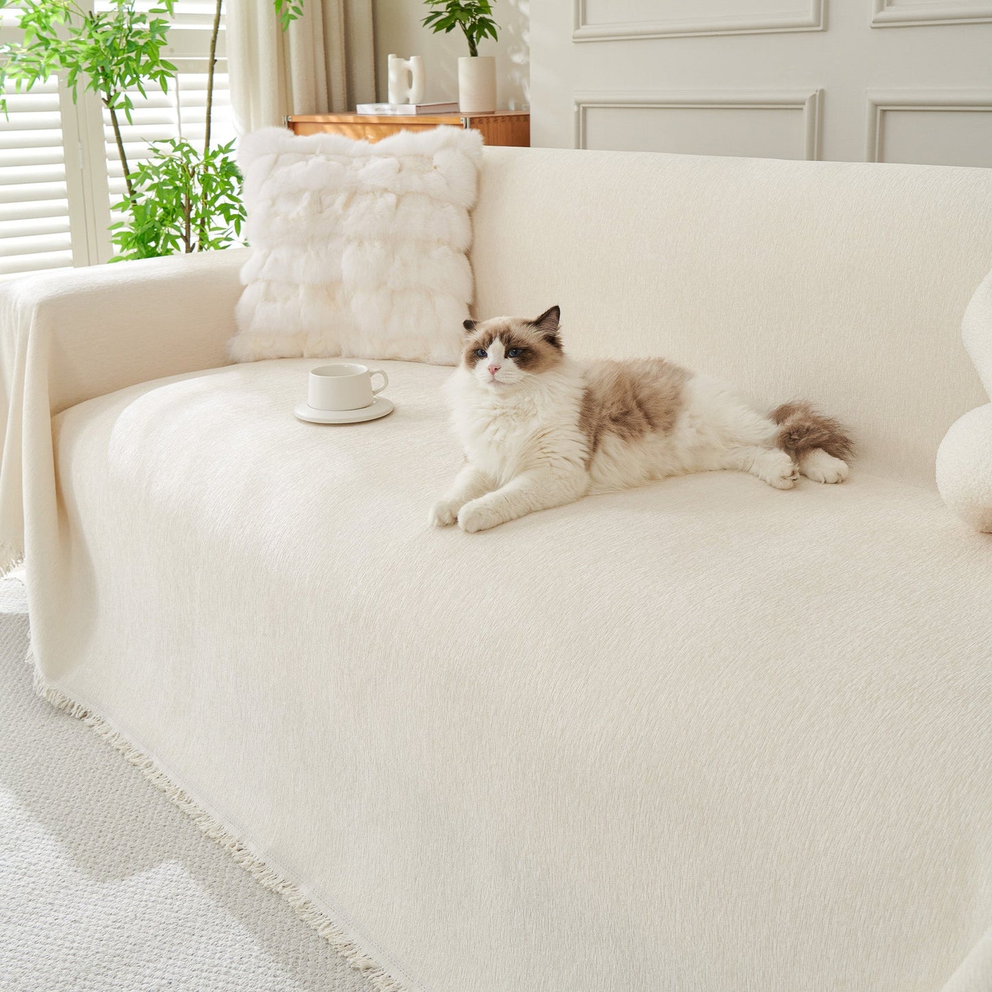 Sofa Cover Throw with Fringe Detail for 2, 3 and 4 Seater Sofas