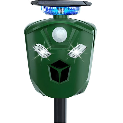 Solar Animal Repeller with Ultrasonic Output and LED Lights