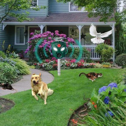Solar Animal Repeller with Ultrasonic Output and LED Lights