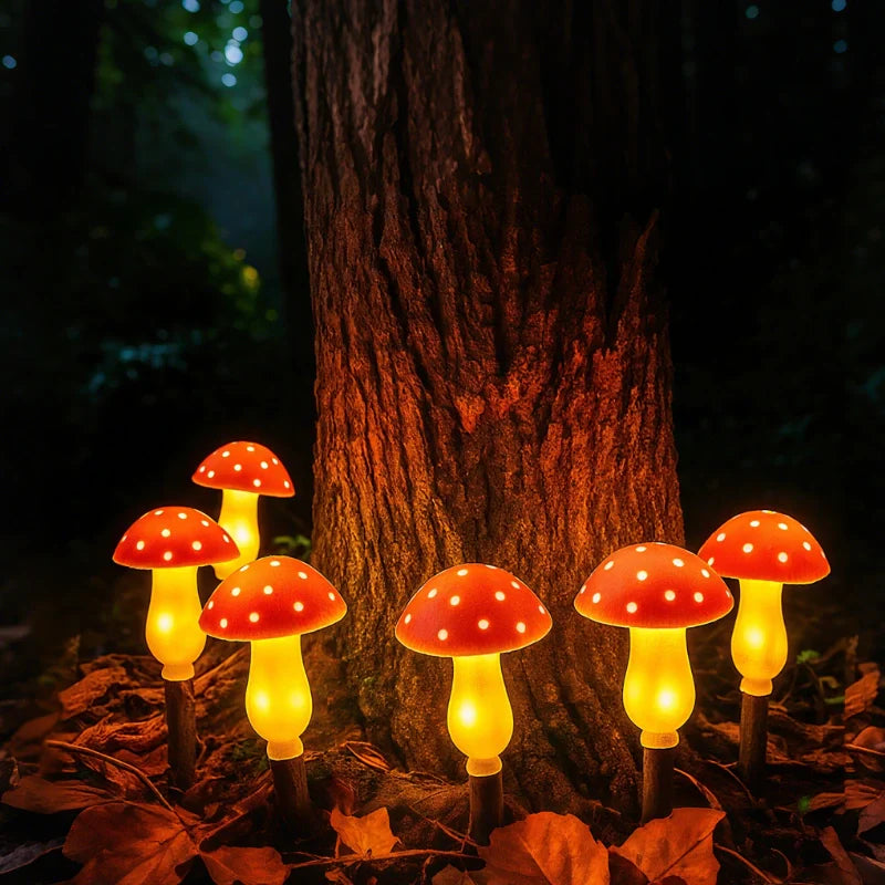 Solar Mushroom Garden Light Set