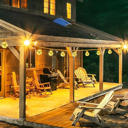 Solar Outdoor String Lights with Edison Bulbs and Rope Cable
