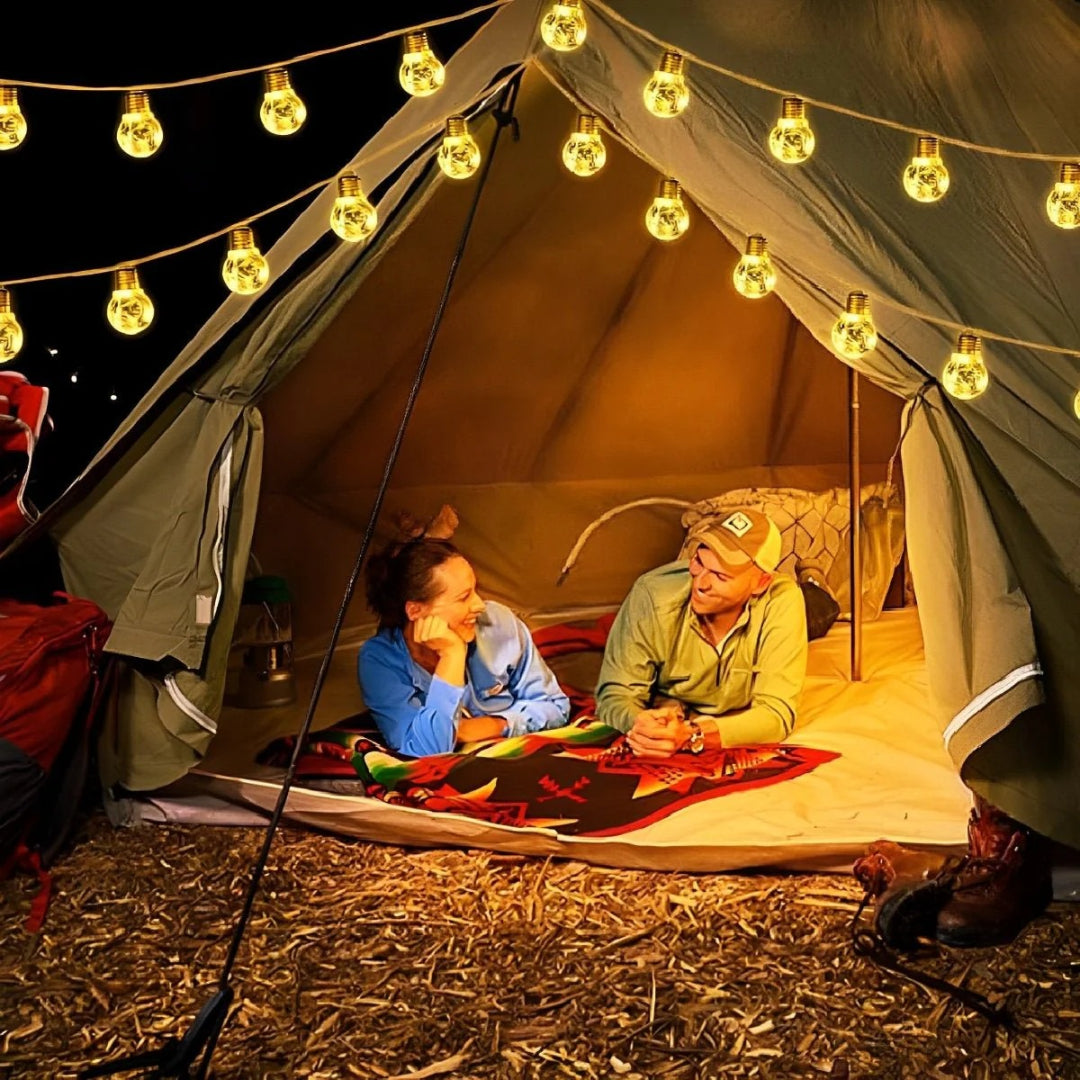 Solar Outdoor String Lights with Edison Bulbs and Rope Cable