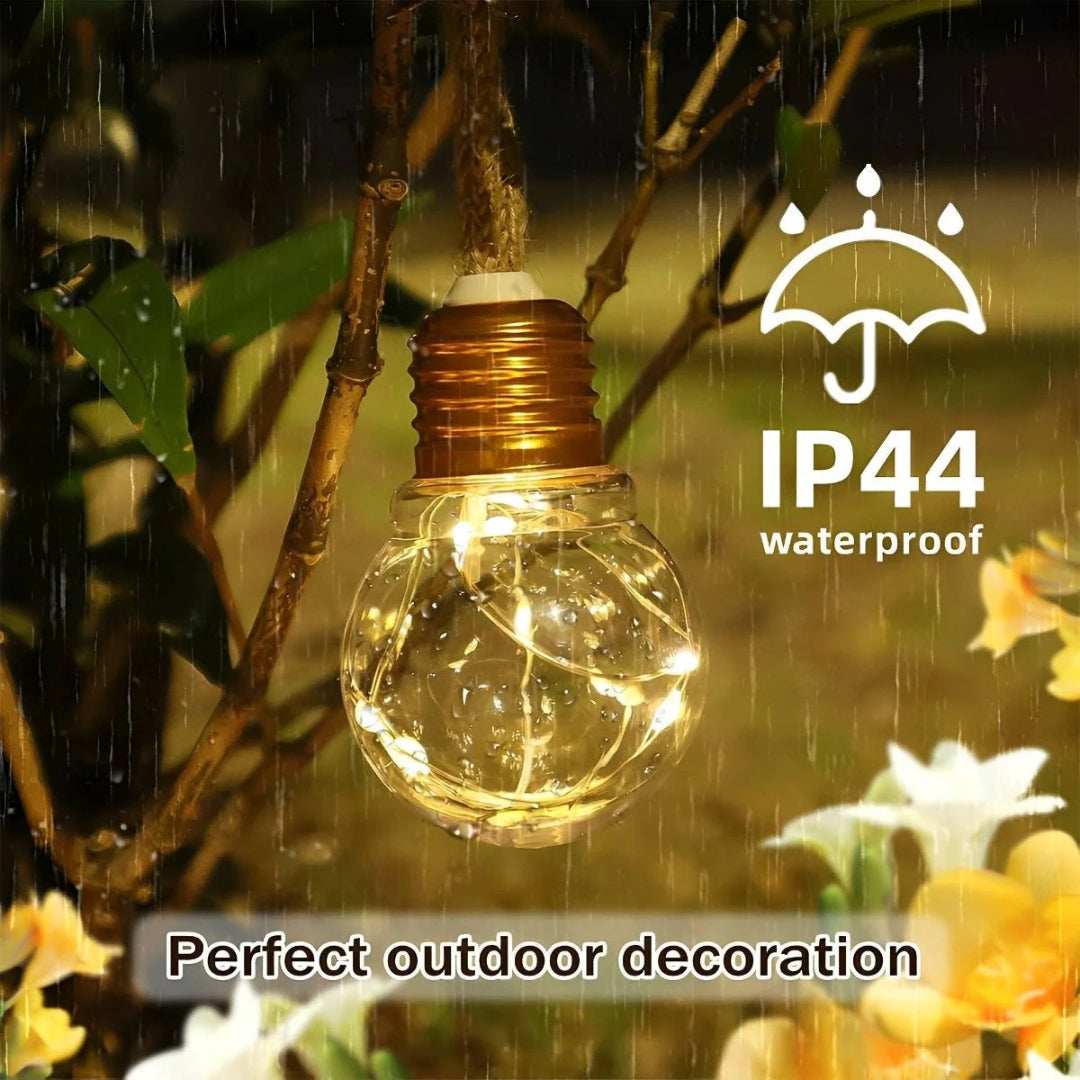 Solar Outdoor String Lights with Edison Bulbs and Rope Cable