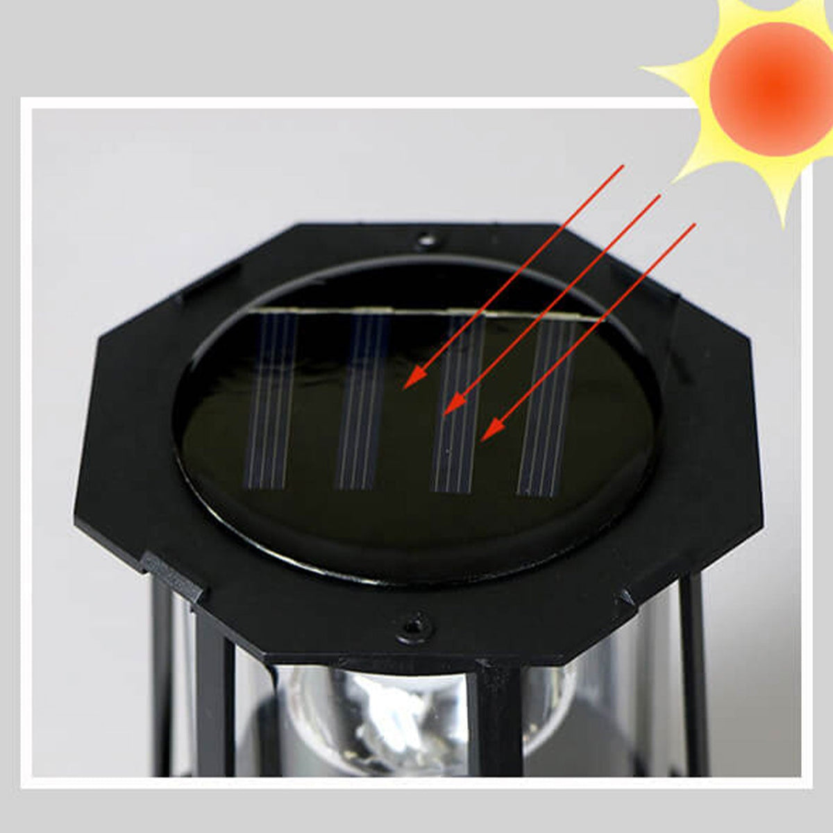 Solar Powered Lighthouse Table Lamp with Rotating LED and On/Off Switch