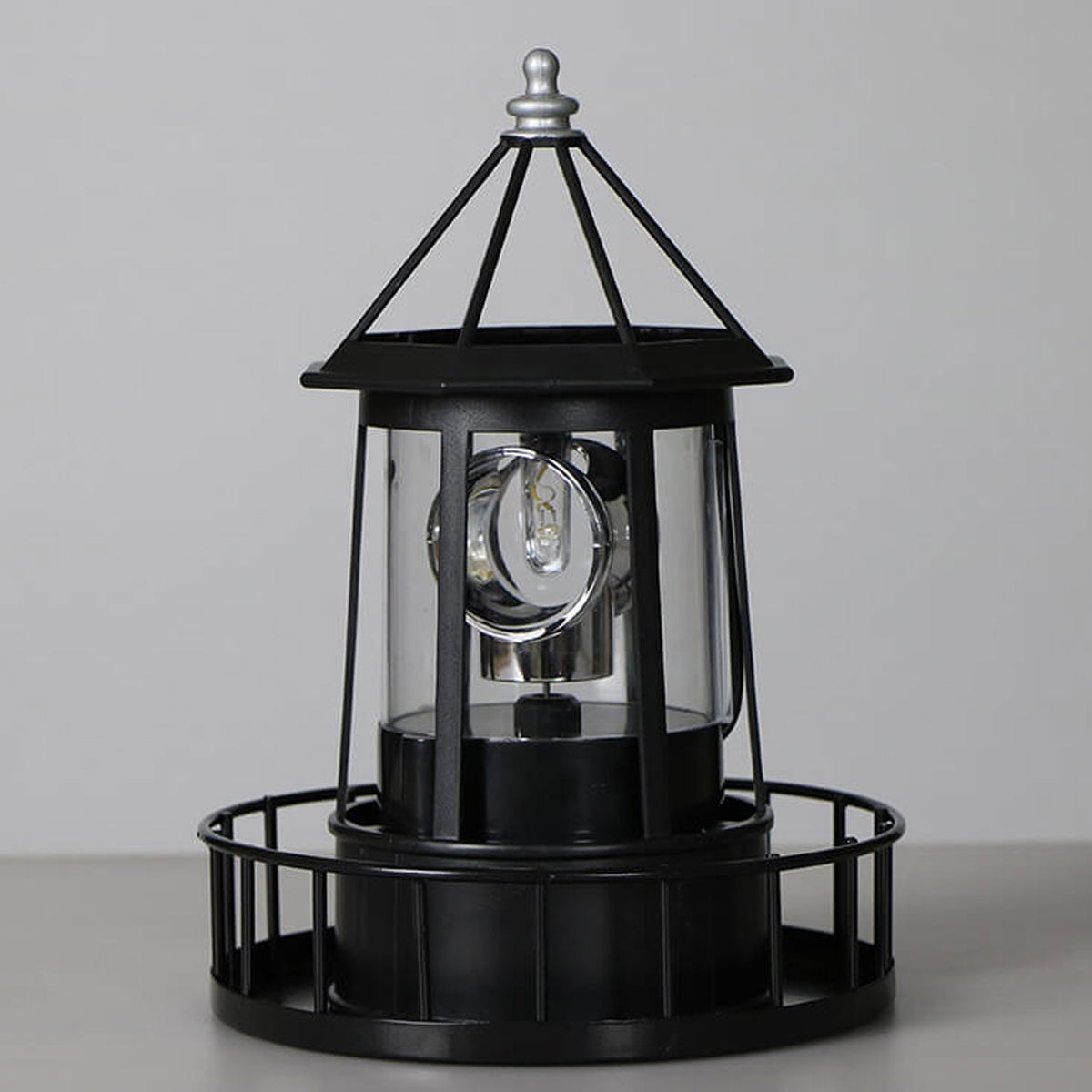 Solar Powered Lighthouse Table Lamp with Rotating LED and On/Off Switch