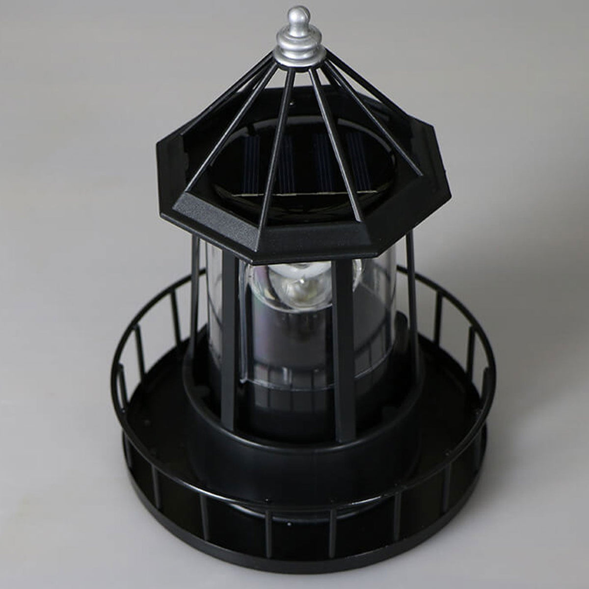 Solar Powered Lighthouse Table Lamp with Rotating LED and On/Off Switch