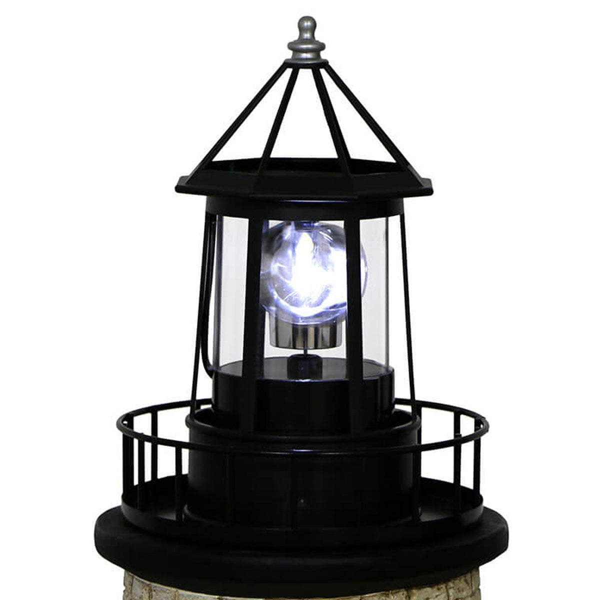 Solar Powered Lighthouse Table Lamp with Rotating LED and On/Off Switch