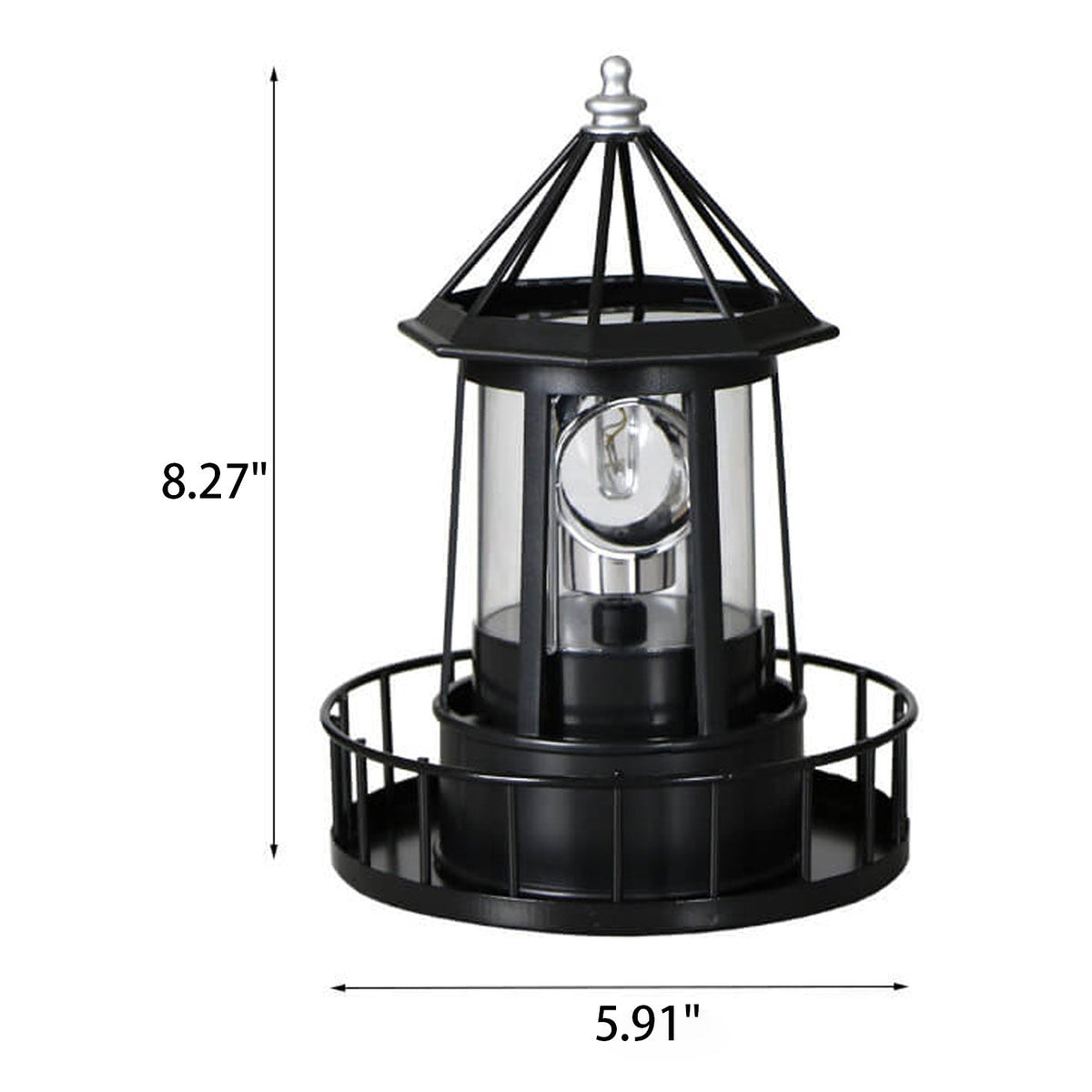 Solar Powered Lighthouse Table Lamp with Rotating LED and On/Off Switch