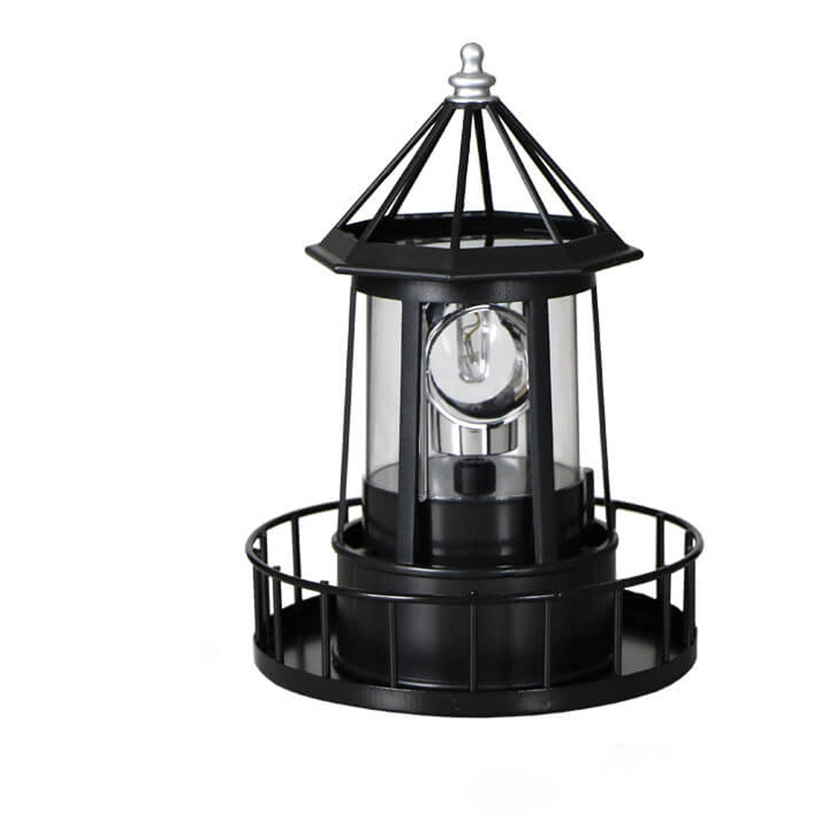 Solar Powered Lighthouse Table Lamp with Rotating LED and On/Off Switch
