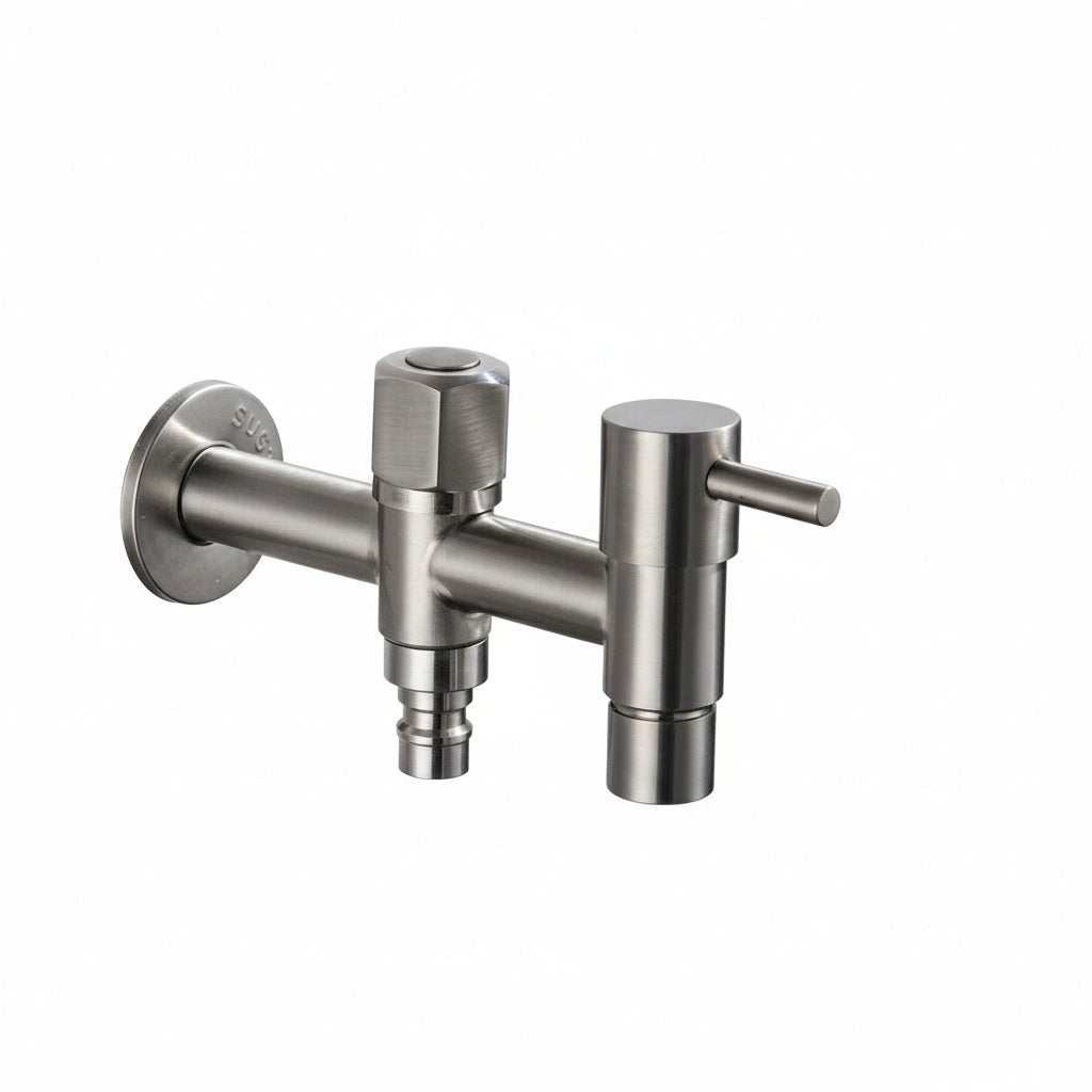 Stainless Steel Outdoor Wall Faucet with Lever or Cross Handle for Garden and Washing Machine