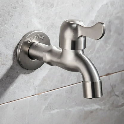Stainless Steel Outdoor Wall Faucet with Lever or Cross Handle for Garden and Washing Machine