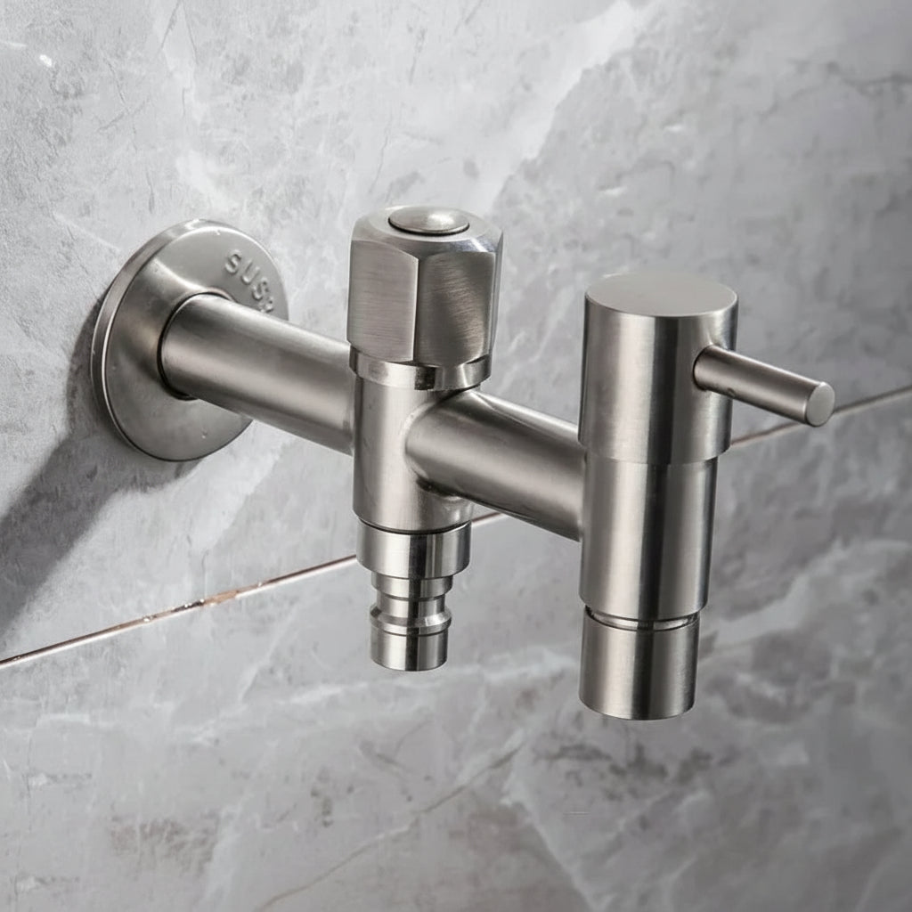 Stainless Steel Outdoor Wall Faucet with Lever or Cross Handle for Garden and Washing Machine