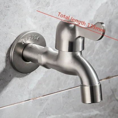 Stainless Steel Outdoor Wall Faucet with Lever or Cross Handle for Garden and Washing Machine