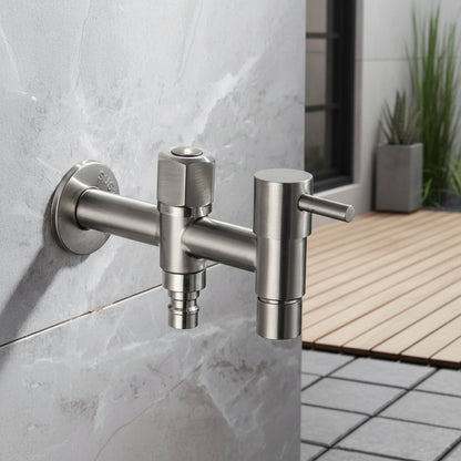 Stainless Steel Outdoor Wall Faucet with Lever or Cross Handle for Garden and Washing Machine