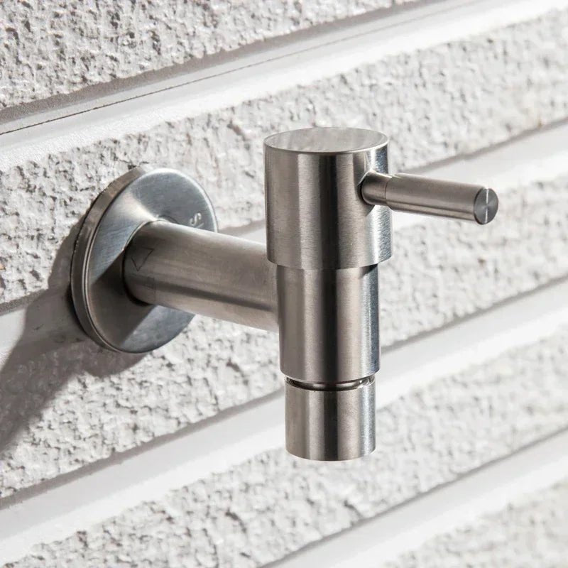 Stainless Steel Outdoor Wall Faucet with Lever or Cross Handle for Garden and Washing Machine
