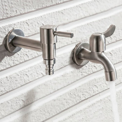 Stainless Steel Outdoor Wall Faucet with Lever or Cross Handle for Garden and Washing Machine