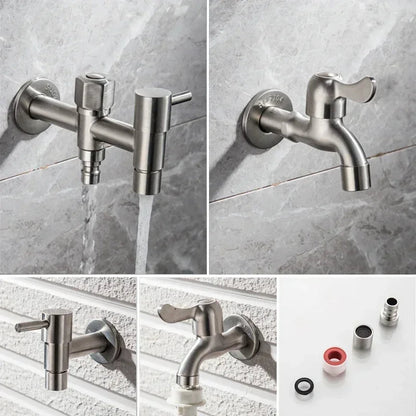 Stainless Steel Outdoor Wall Faucet with Lever or Cross Handle for Garden and Washing Machine