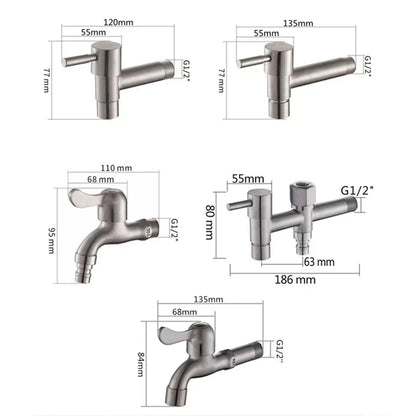 Stainless Steel Outdoor Wall Faucet with Lever or Cross Handle for Garden and Washing Machine