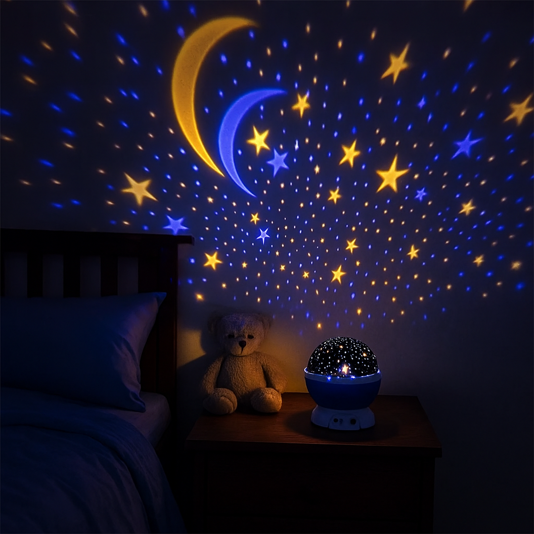 Star Projector Night Light with Rotating LED Stars and Moon for Bedroom