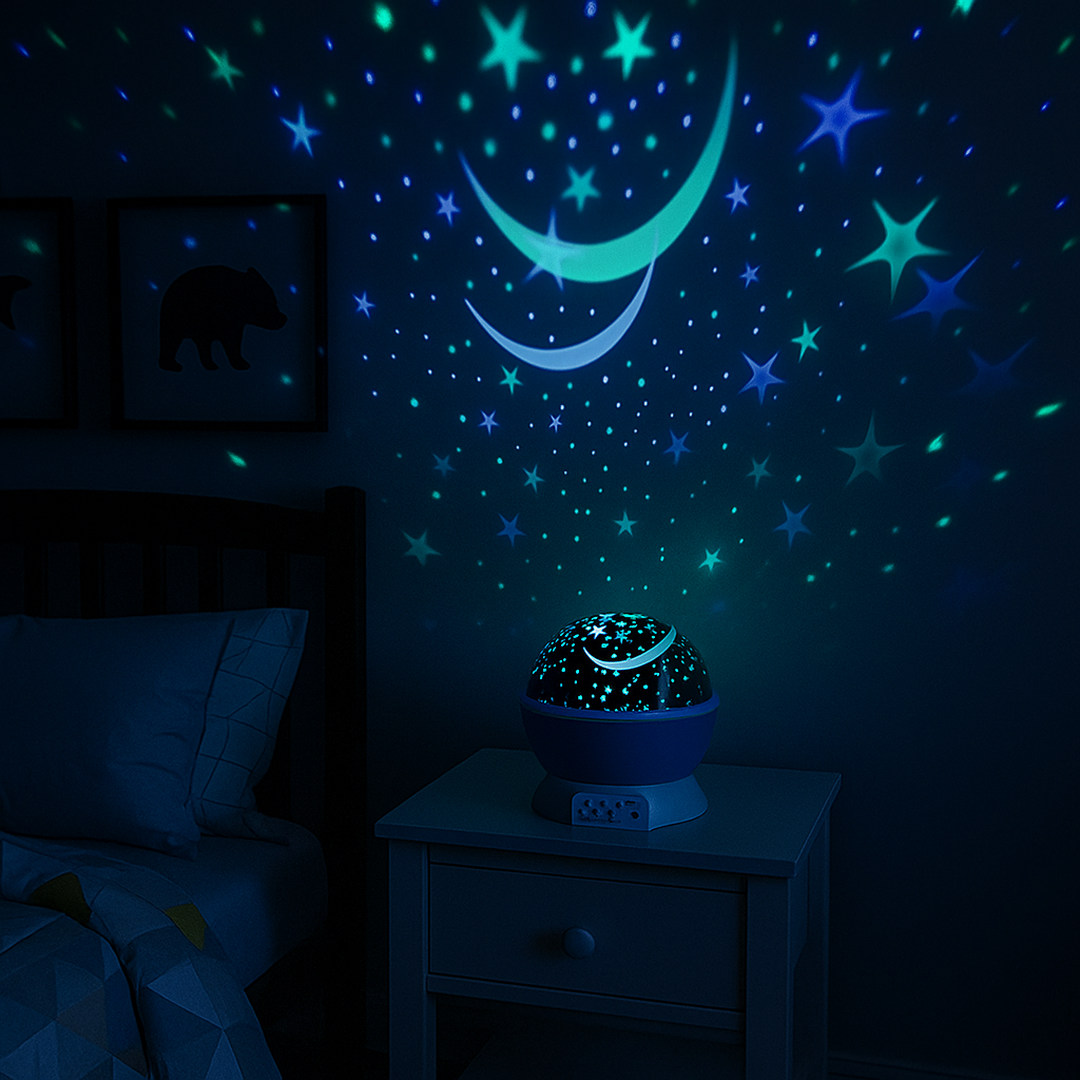 Star Projector Night Light with Rotating LED Stars and Moon for Bedroom