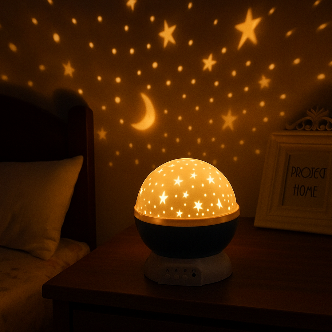 Star Projector Night Light with Rotating LED Stars and Moon for Bedroom