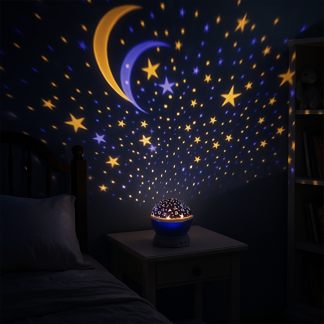 Star Projector Night Light with Rotating LED Stars and Moon for Bedroom