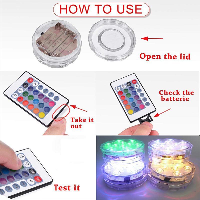 Submersible LED Pool Light with Remote Control, Magnet and Suction Cup, 13 LEDs RGB