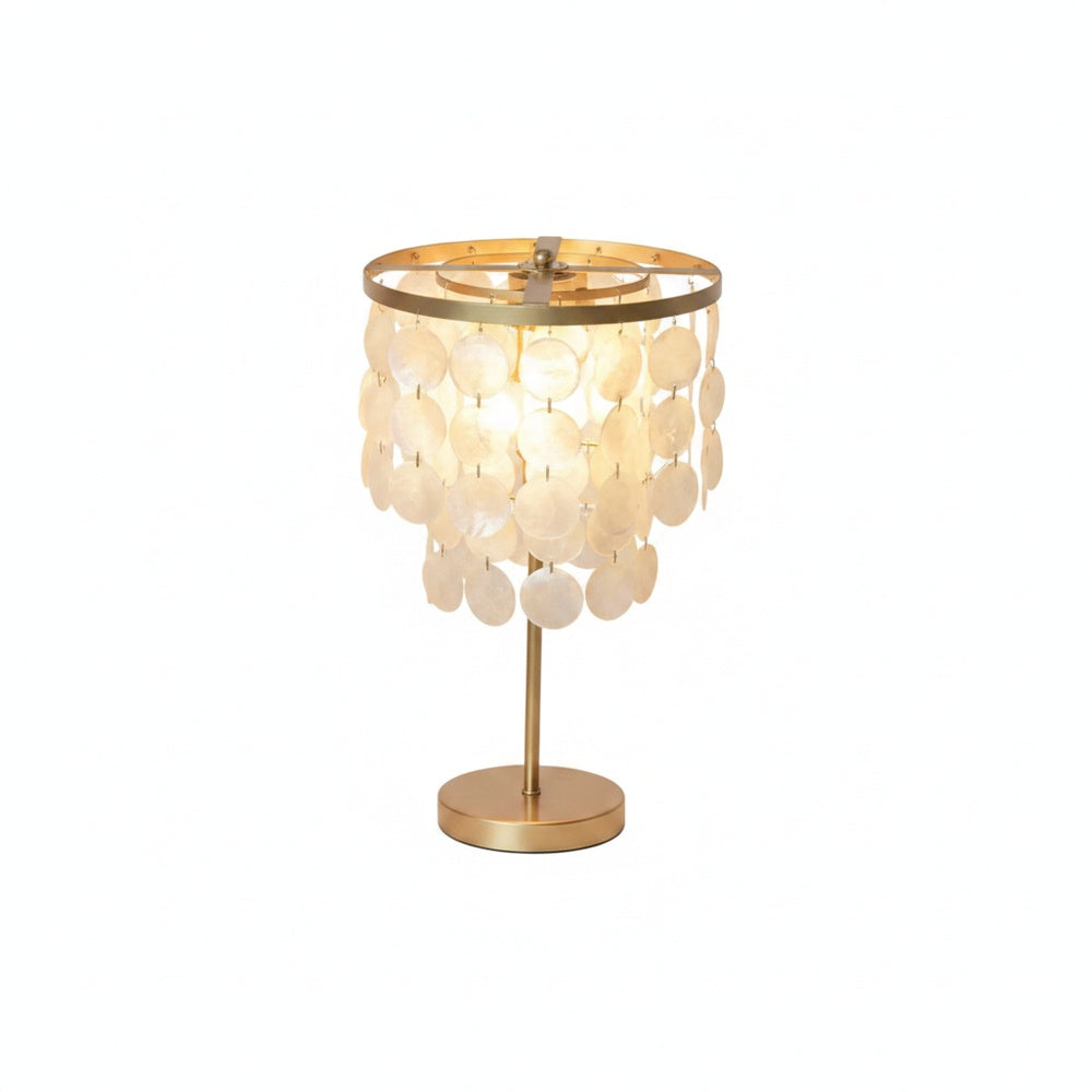 Table Lamp Bohemian with Cascading Shell Shade and Gold Base