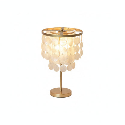 Table Lamp Bohemian with Cascading Shell Shade and Gold Base