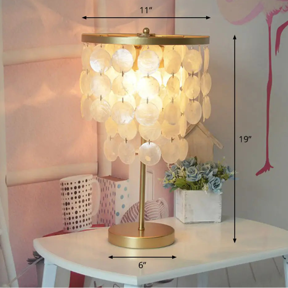 Table Lamp Bohemian with Cascading Shell Shade and Gold Base