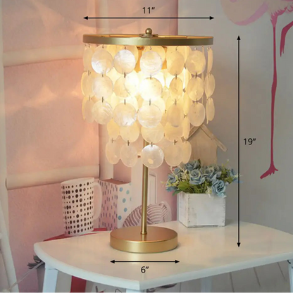 Table Lamp Bohemian with Cascading Shell Shade and Gold Base