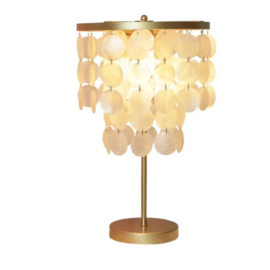 Table Lamp Bohemian with Cascading Shell Shade and Gold Base