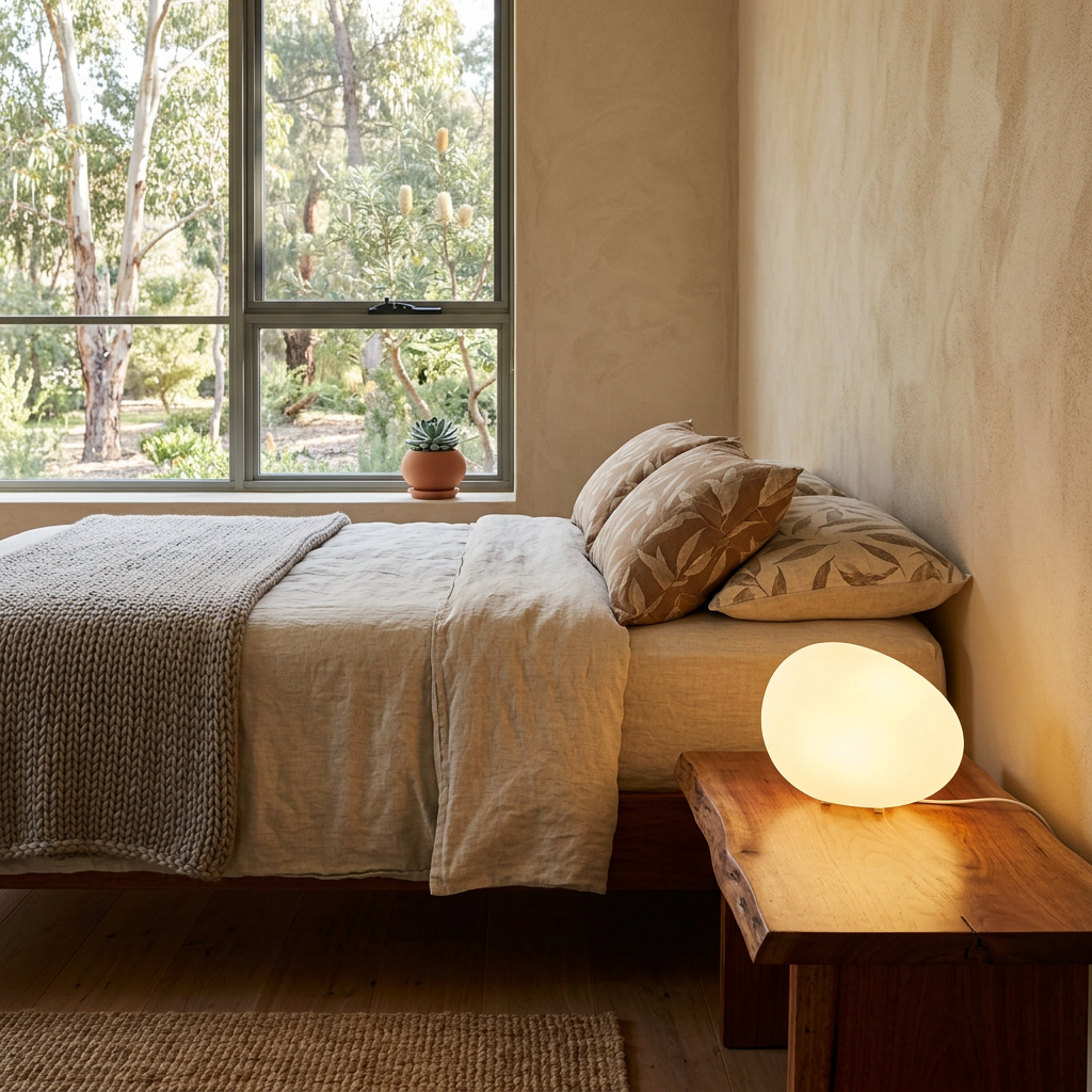 Table Lamp Minimalist Pebble Stone Shape with Frosted Globe Diffuser