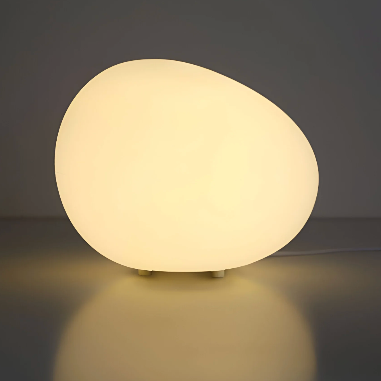 Table Lamp Minimalist Pebble Stone Shape with Frosted Globe Diffuser