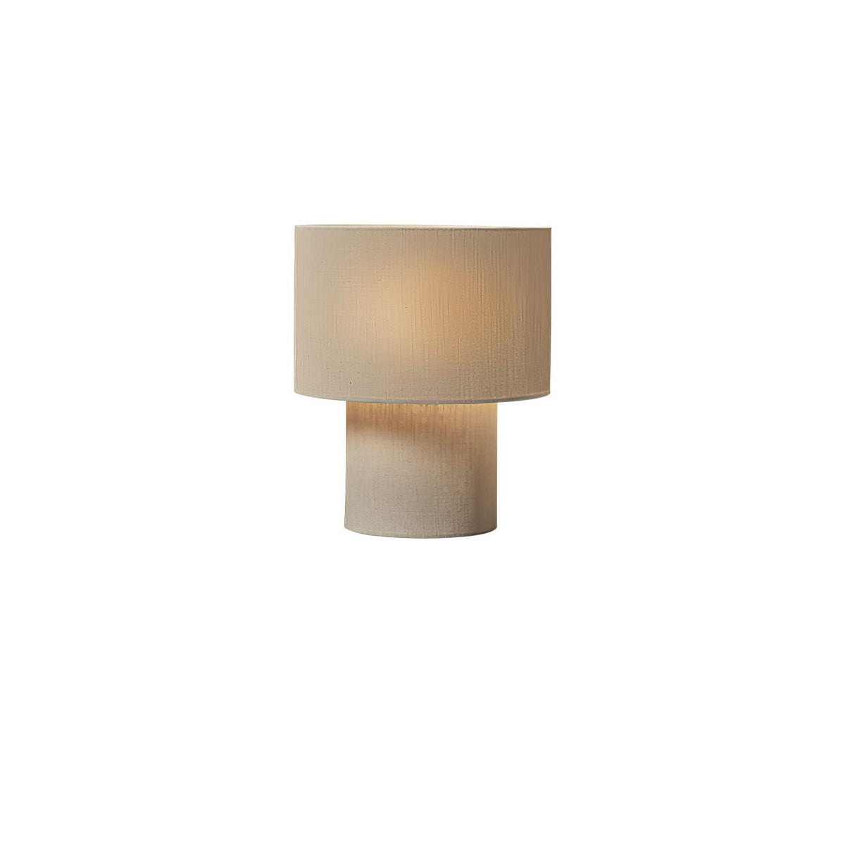 Table Lamp Minimalist with Double Drum Shade and Fabric Column Base