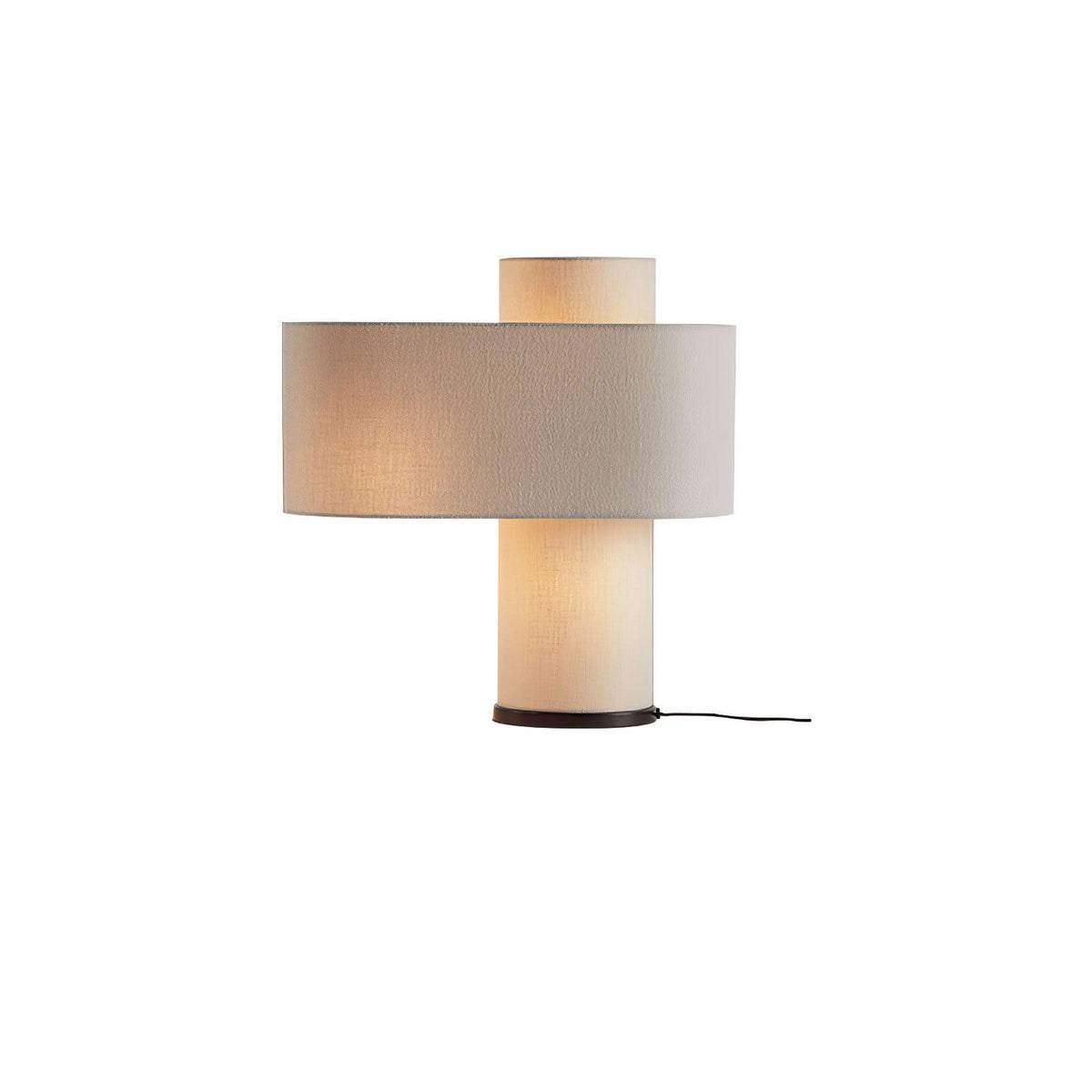 Table Lamp Minimalist with Double Drum Shade and Fabric Column Base