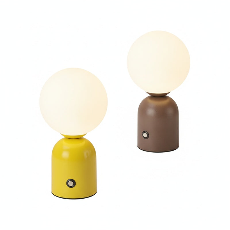 Table Lamp Minimalist with Globe Shade and Dimmable LED