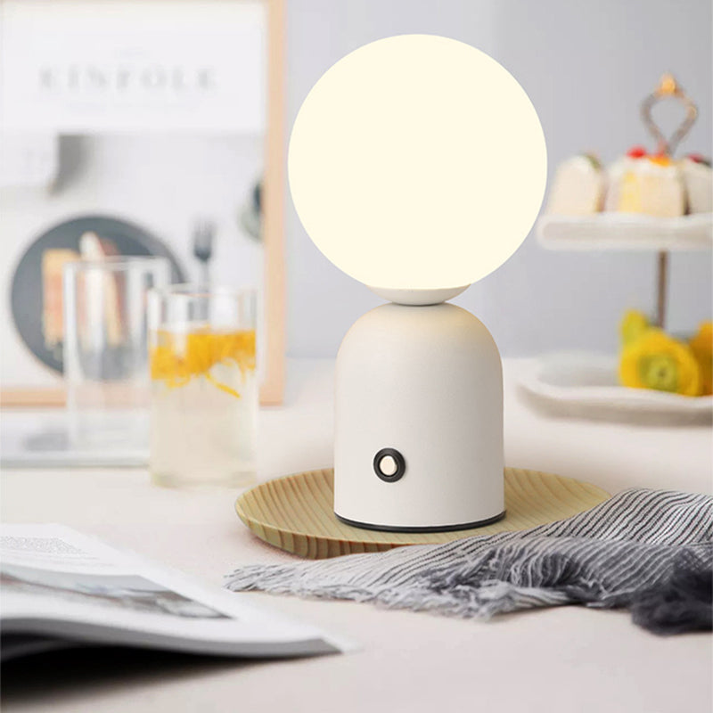 Table Lamp Minimalist with Globe Shade and Dimmable LED