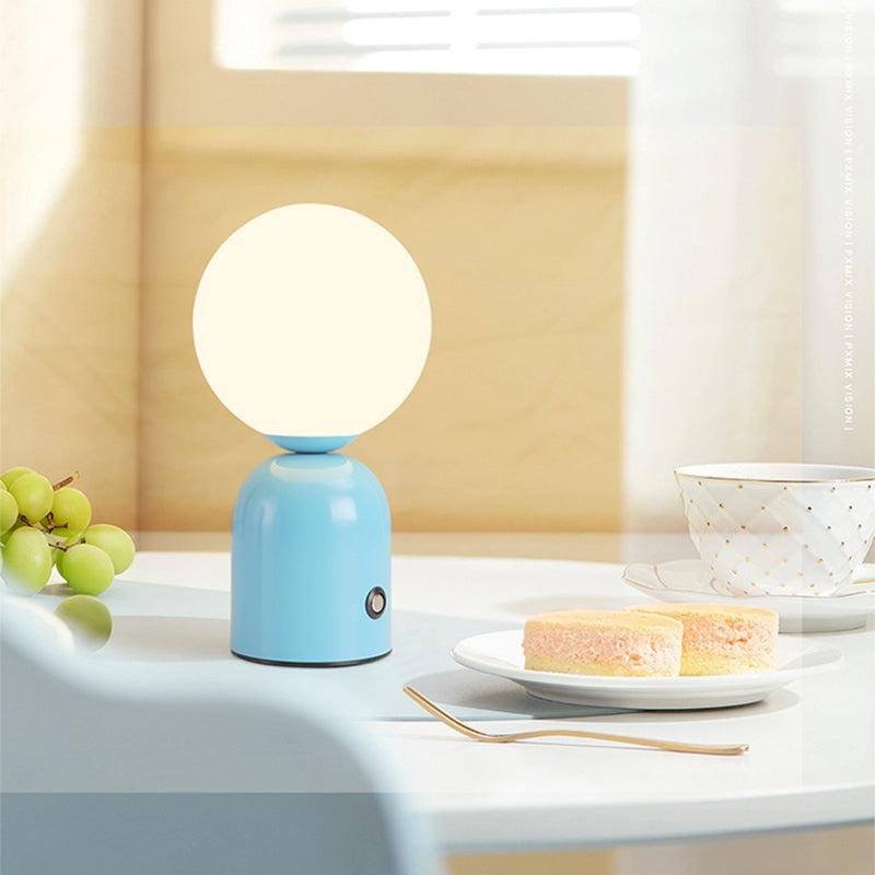 Table Lamp Minimalist with Globe Shade and Dimmable LED