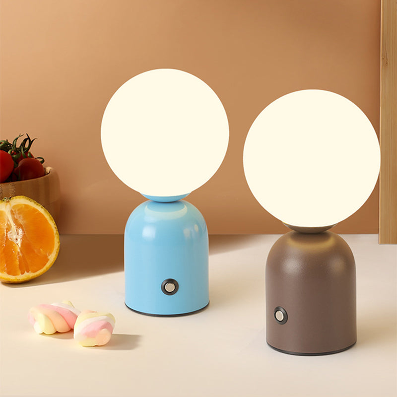 Table Lamp Minimalist with Globe Shade and Dimmable LED