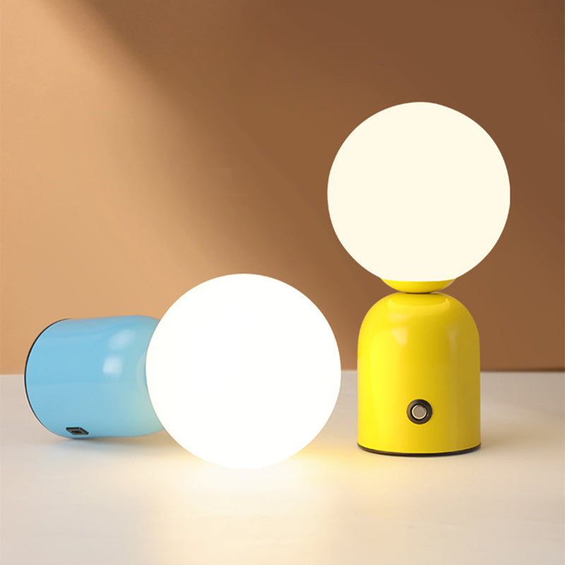 Table Lamp Minimalist with Globe Shade and Dimmable LED