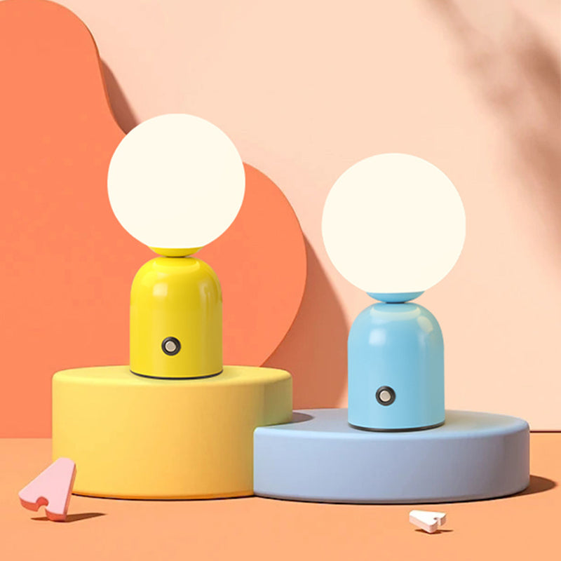 Table Lamp Minimalist with Globe Shade and Dimmable LED