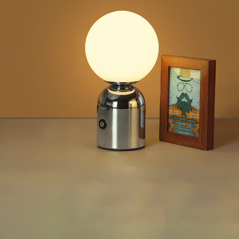 Table Lamp Minimalist with Globe Shade and Dimmable LED